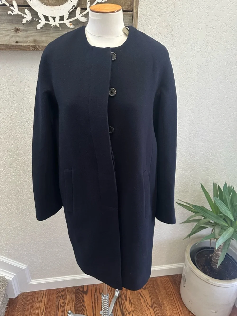 J. Crew Sabrina Double cloth Classic Wool blend Lined Long Coat ladies 4 NWT - Picture 1 of 10